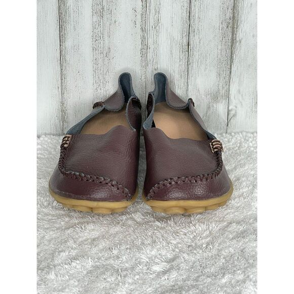 Handcrafted Leather Loafers Moccasins Mahogany Brown Size 40 / 9.5 - Picture 3 of 8